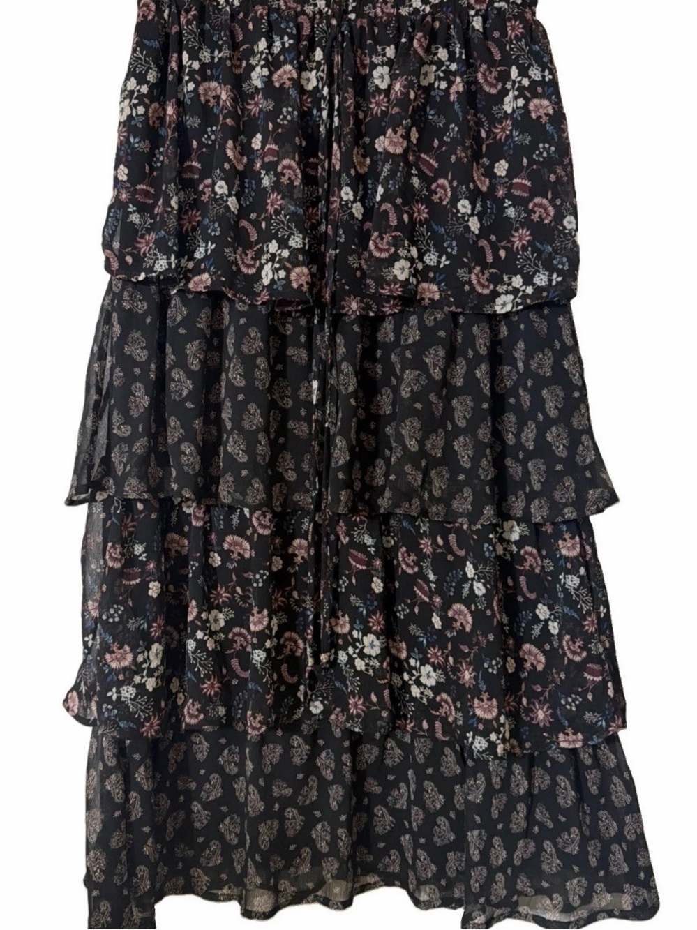 Multi Tiered multi Floral Maxi skirt Whimsigoth  Boho Cottagecore fairy grunge